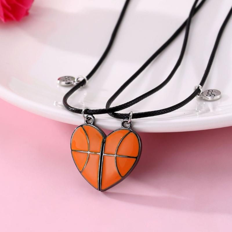 2Pieces Pendant Necklaces Basketball Shaped Pendant Necklaces Jewelry Alloy Material Birthday Gift for Women Men Girls