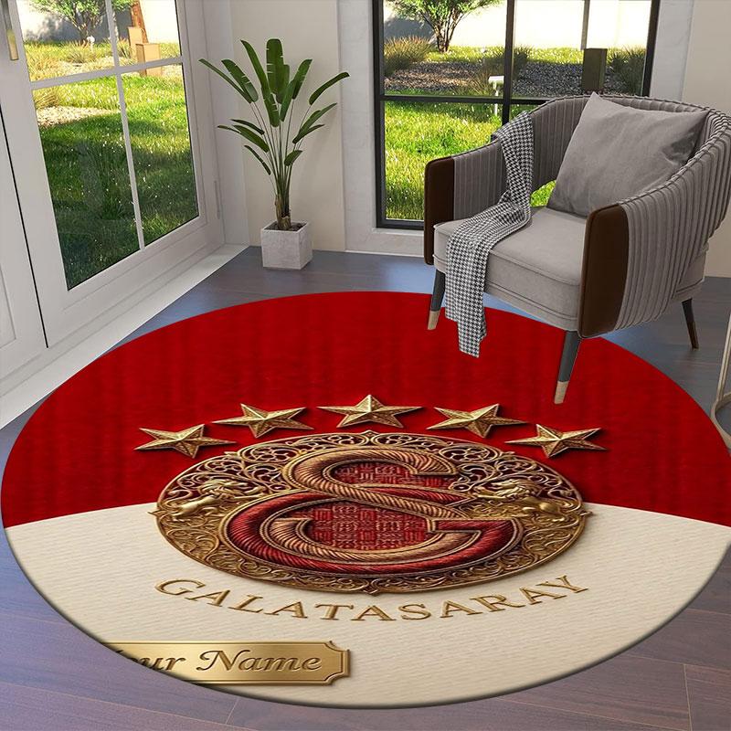 Galatasaray S Custom Name Round Area Rug,Carpet Rug for Living Room Bedroom Sofa Playroom Decor,Non-slip Floor Mat