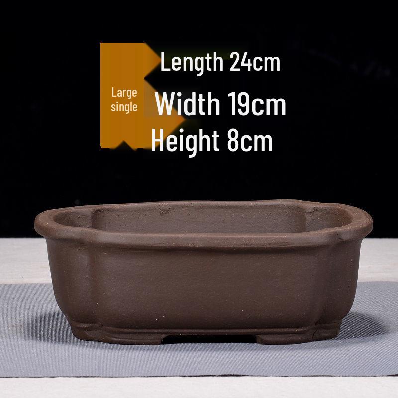Extra-Large Breathable Purple Clay Square Bonsai Pot for Succulents and Green Plants