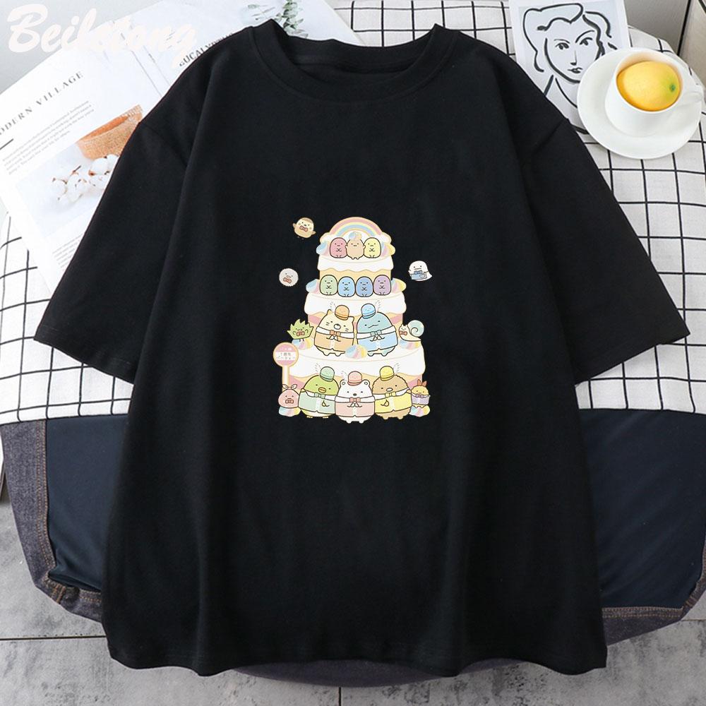 

Sumikko Gurashi Kawaii Women TShirt Summer Fashion 100 Cotton Hip Hop Cartoon Graphic Printing T Shirts Short Sleeve Tops 4XL