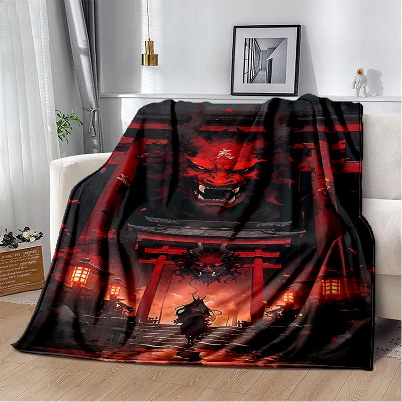 3D Japanischer Samurai Bushido Katana Cartoon Spiel Decke, Weiche Kuscheldecke für Zuhause Schlafzimmer Bett Sofa Reise Picknick Abdeckung Kinder