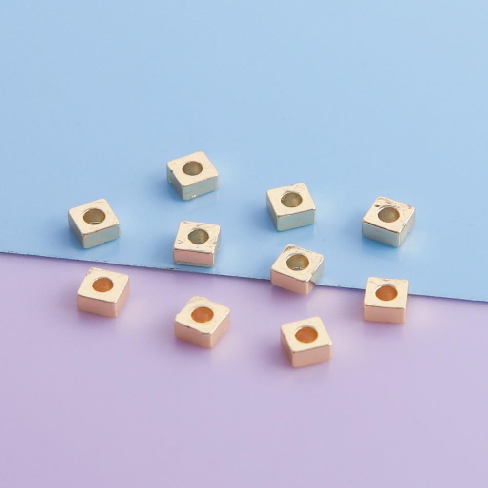 100pcs Gold 14K Gold Plated Cube Spacer Beads Loose Spacer Beads  Bracelet Necklace Jewelry Making