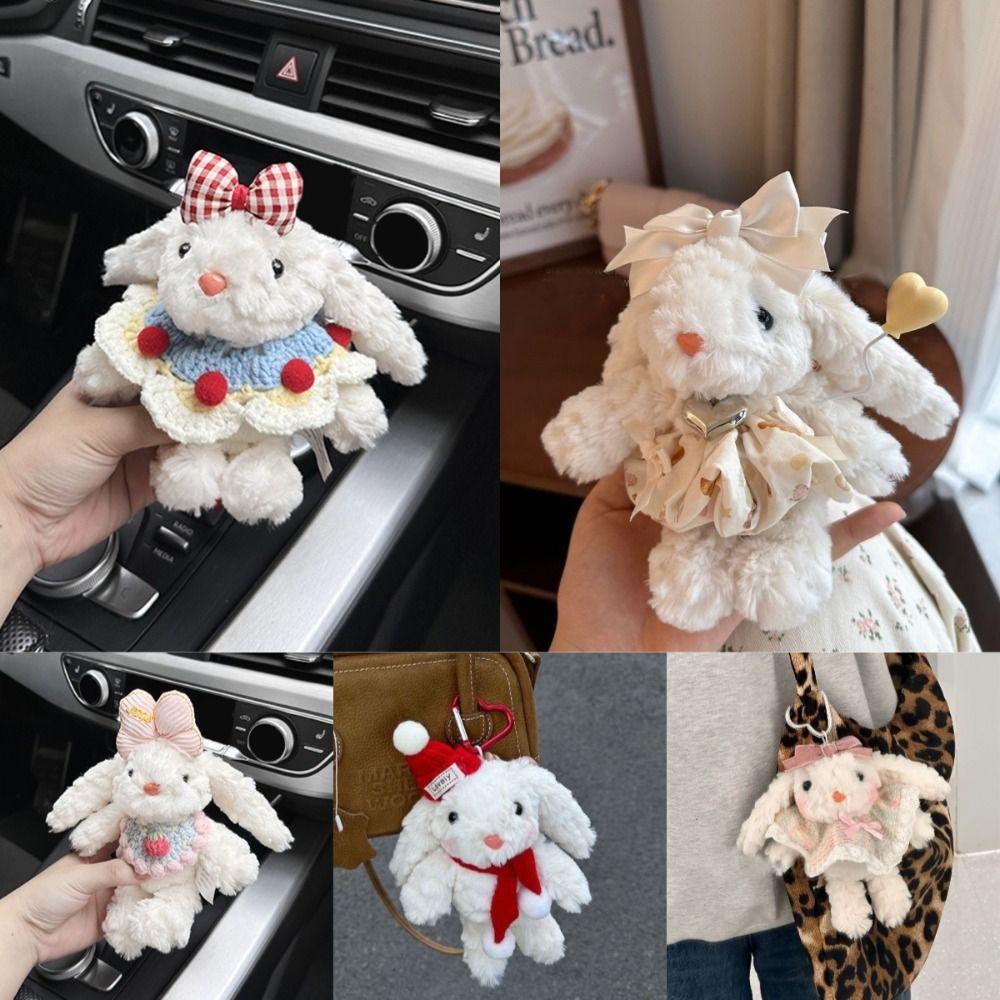 Cute Rabbit Doll Bag Pendant Dress Cartoon Hanging Decoration Bowknot Lop Ears Car Key Ring Gifts