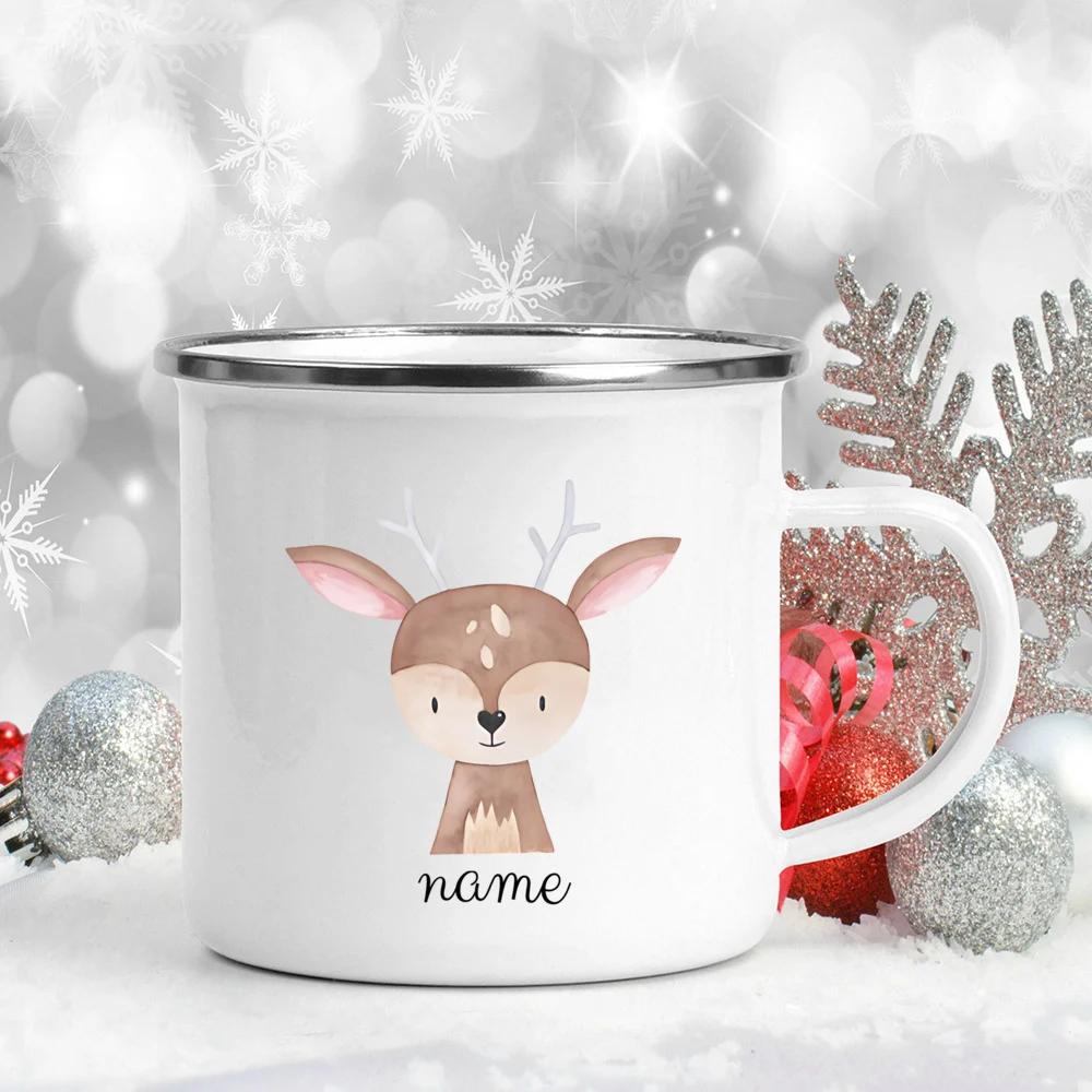 Personalized Children's Mug Baby Gift Gifts Enamel Cup Forest Animals Enamel Camping Cups with Name Gifts for Children