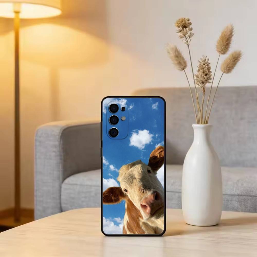 Cute Cattle Phone Case For Samsung S25,S24,S21,S22,S23,S30,Ultra,S20,Plus,Fe,Lite,Note,10,Black Cover