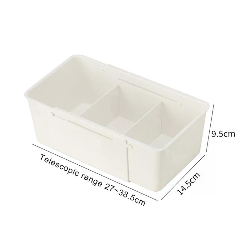 Home Pull-out Storage Box Drawer Telescopic Organizing Box Cosmetics Plastic Bedroom Study Partition Telescopic Box1PC