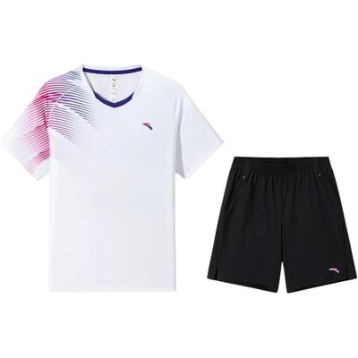 Comfortable Versatile Pullover Short Sleeve Solid Color Simple Lace-Up Shorts Sports Suit Men Sports Suit 952537205-1