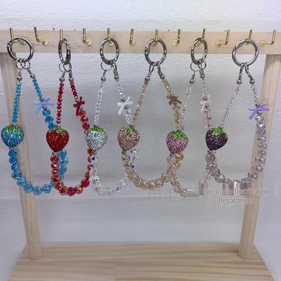 Crystal Strawberry Luxury Mobile Phone Lanyard - Stylish Ins-Style Pendant
