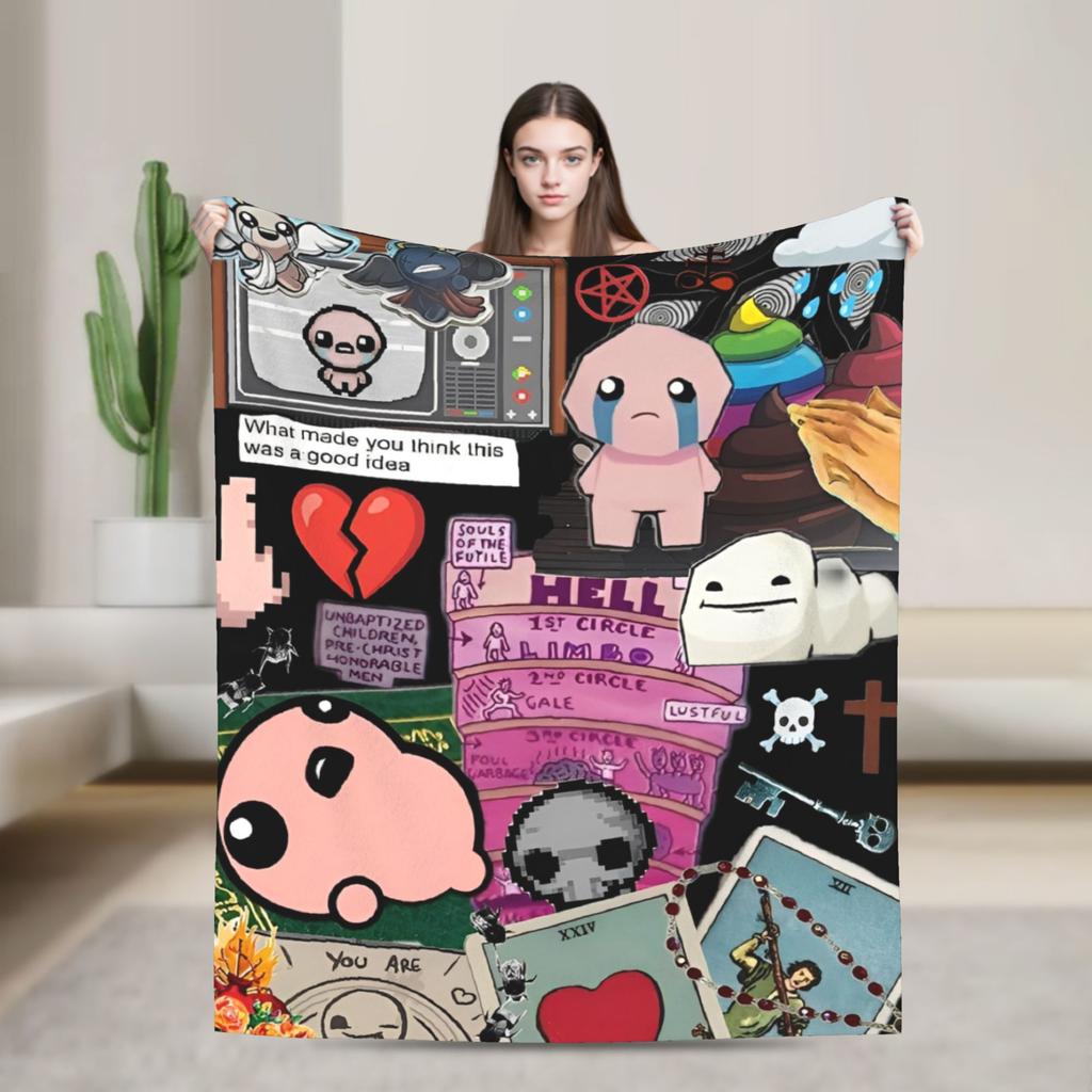 Funda de Manta de Dibujos Animados The Binding of Isaac Manta de Felpa para Lanzar Ultra-Suave para Coche Colcha