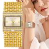 Neue Mode Luxus Damen Kristall Armbanduhr Damen Große Breite Armbanduhren Damen Edelstahl Quarzuhren Reloj Mujer