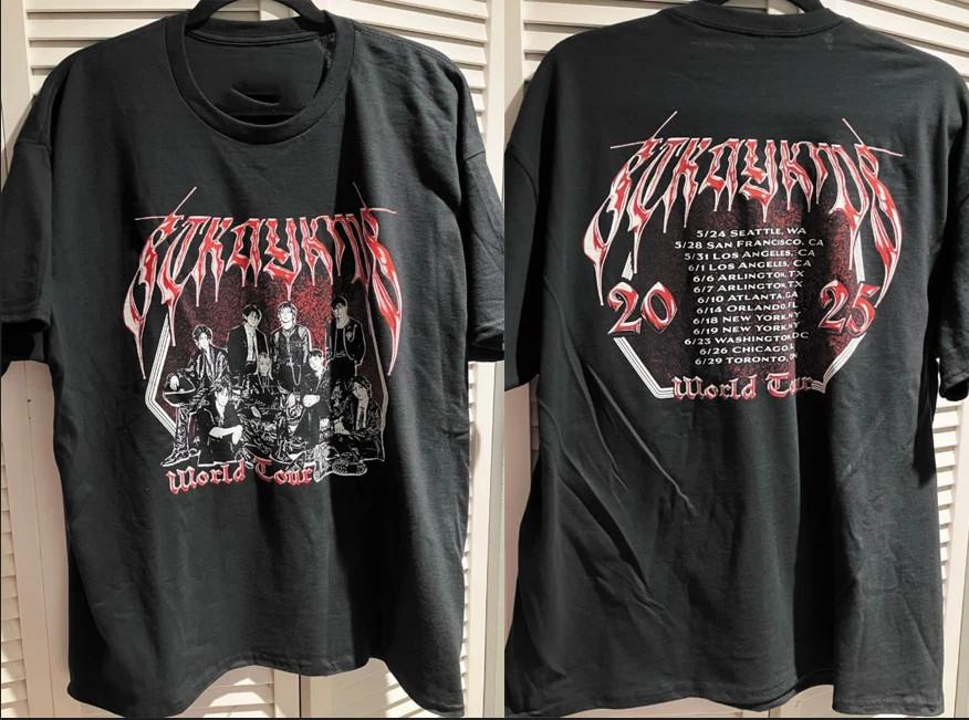 Stray Kids DominATE World Tour 2025 short sleeve black 2 side shirt Unisex T-Shirt S