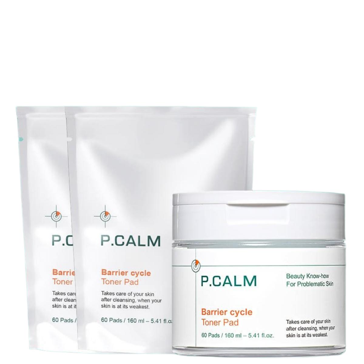 

P.CALM Barrier Cycle Toner Pad 60 Sheets + Refill Pack 2ea - Gentle Exfoliating & Barrier Care Facial Pads