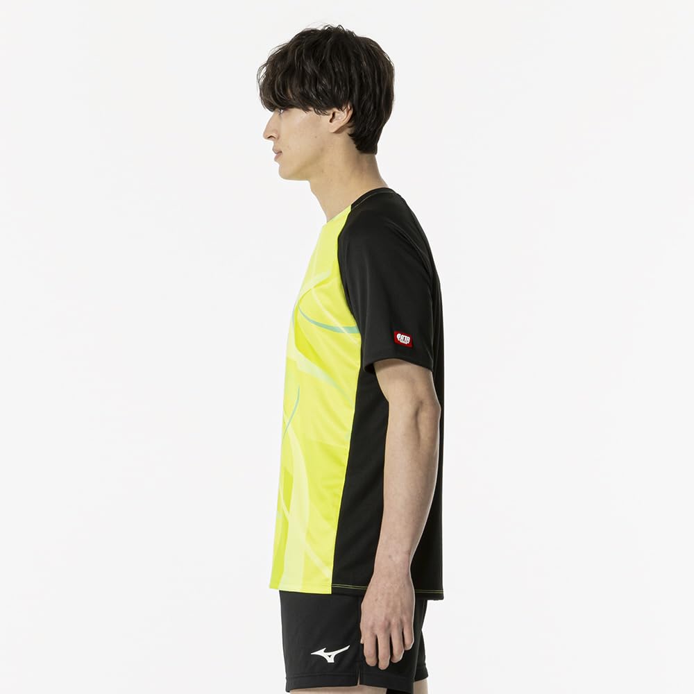 Mizuno Table Tennis All Japan Design Game Short Lime Yellow Wear, Shirt, Sleeve, Unisex, 82JAB501,