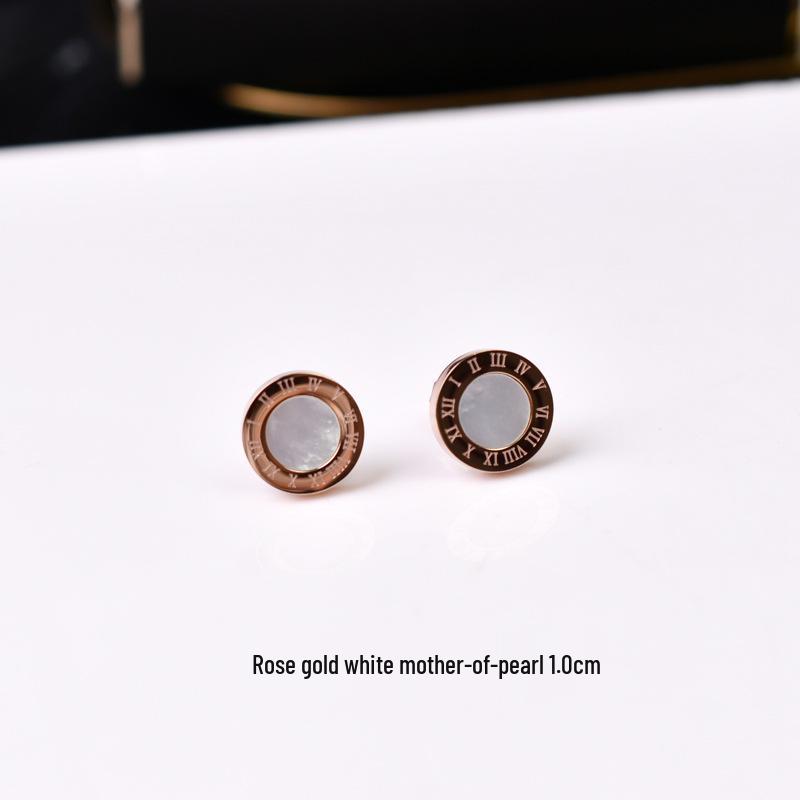 Unisex Roségold & Schwarze Titanstahl Ohrstecker