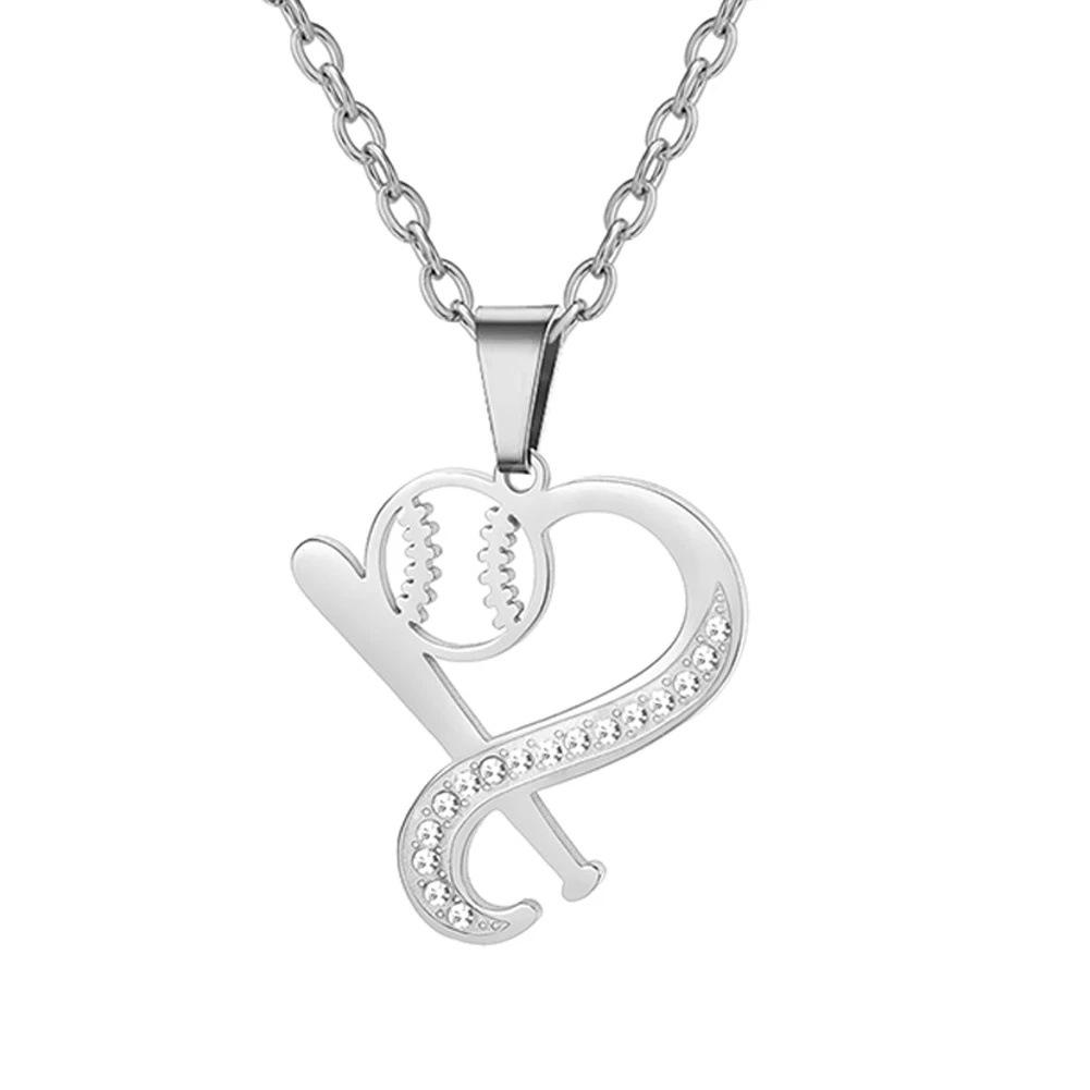 

Sports Theme Diamond Necklace Volleyball Tennis Basketball Baseball Jewelry Gift For Athletes And Sports Lovers