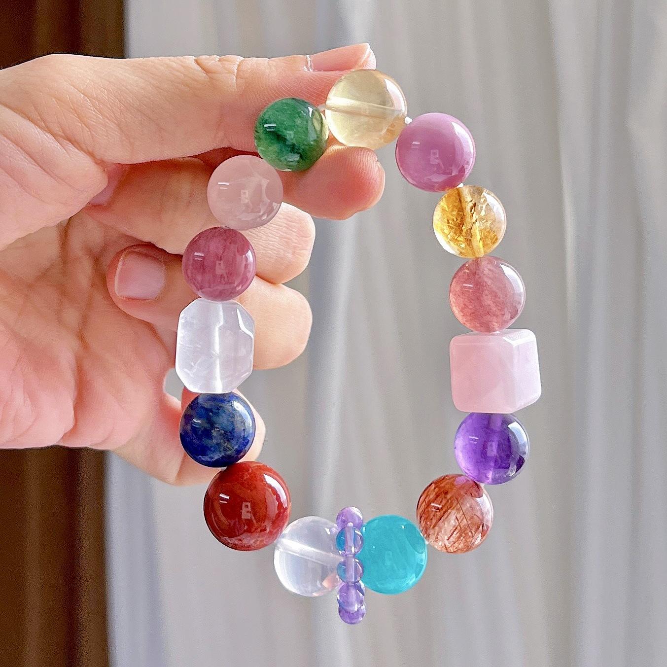 12Mm High Quality Natural Purple Lithium Huinan Red Tianhe Stone Lapis Lazuli Amethyst Duobao Bracelet Bracelet.