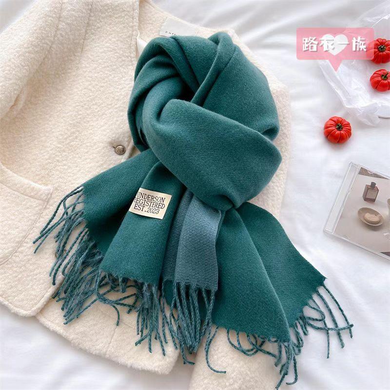 Winter Cashmere Women Scarf Female Luxury Scarves Lady Tassel Bandana Women Solid Shawl Wraps Foulard Tippet Pashmina