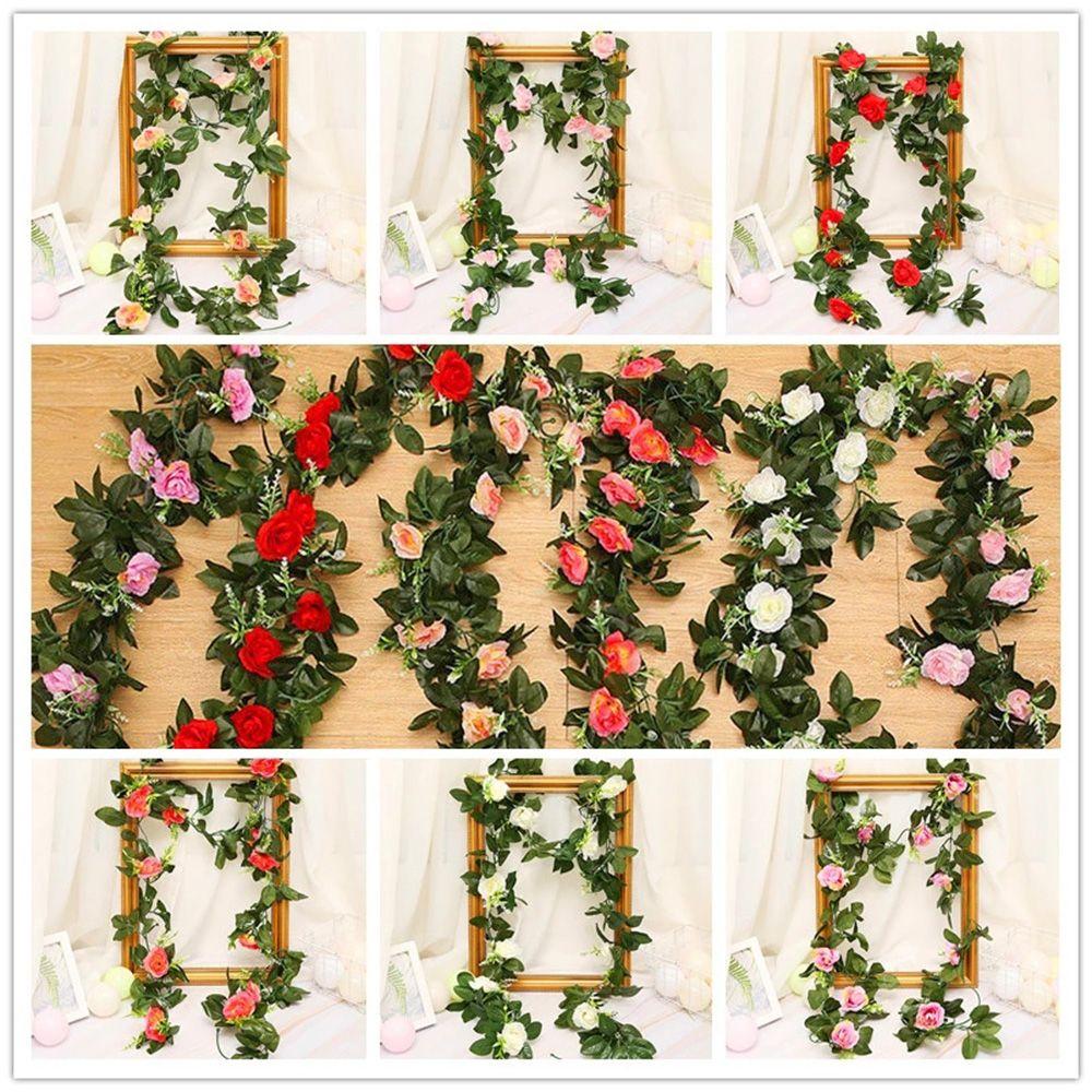 

Craft Wedding Party Camellia Home Decor Rose Leaf Garland Ivy Vine Artificial Flower Silk Roses