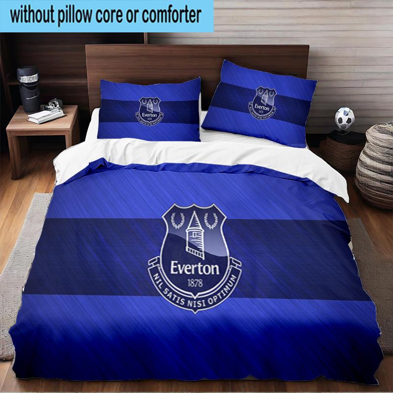 Football Club Everton 3PCS Print Bedding Set, Includes A Duvet Cover and Two Pillowcases for Bedroom, Dormitory, Suitable for All Seasons