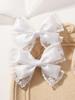 LOVEKIKI White Lace Hair Bows Clip Girls Wedding Headwear Hairpins Ribbon Barrettes Kids Headdressr Hair Accessories 2Pcs/lot