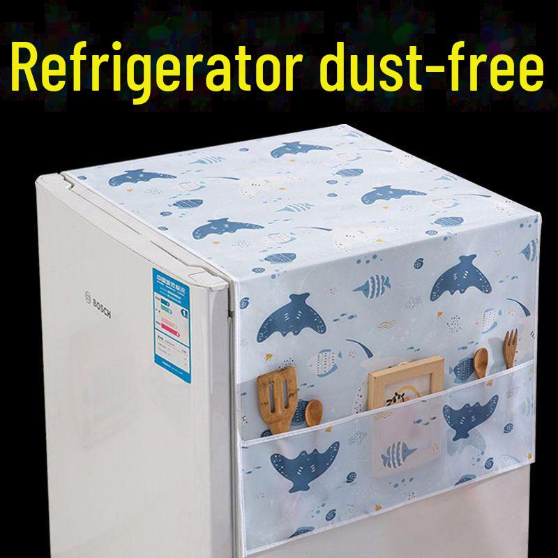 Refrigerator & Microwave Protective Cover: Dust, Oil-Proof Towel for Single/Double Door Fridge Household Storage.
