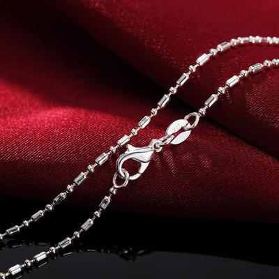 Collana con maglie in bambù da 16-30 pollici in argento sterling 925, gioielli alla moda
