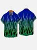 Tendenza nuova strada hip-hop Haraan fiamma stampa 1D casual larga manica corta camicia cardigan uomo estate e autunno