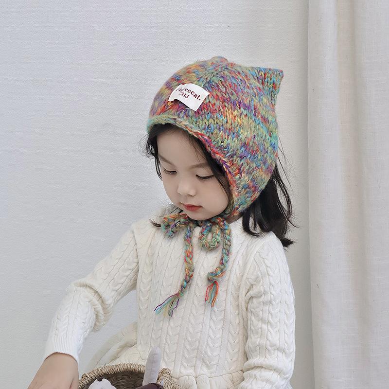 Детские шапки Осенне-зимние модели для мальчиков и девочек Вязаные вручную шерстяные шапки Детские зимние теплые и ветрозащитные шапки с защитой ушей