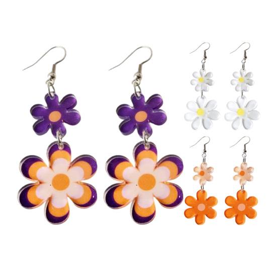 1 Paio Orecchini Pendenti Floreali da Donna Orecchini a Gancio Floreali in Acrilico 2D Ipoallergenici Leggeri Orecchini Pendenti Floreali Gioielli alla Moda