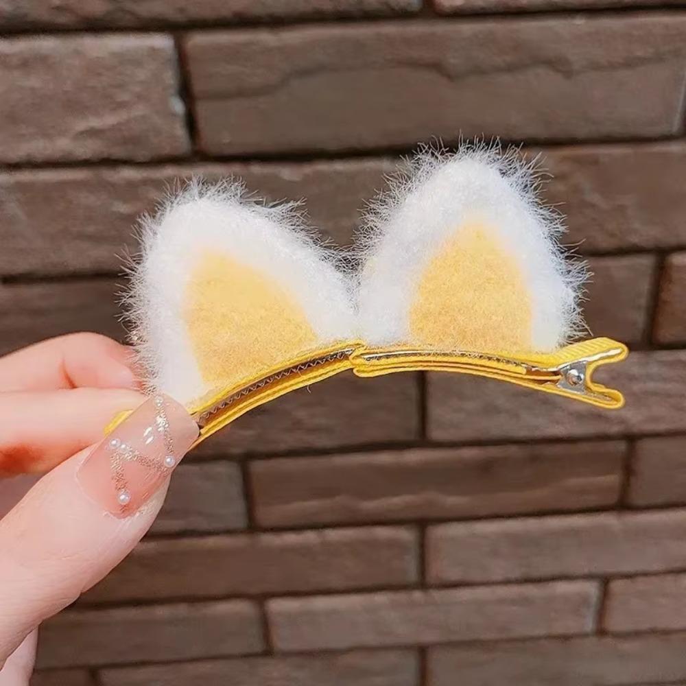 5 Pairs Soft Texture Rabbit Ears Hair Pin 3D Design Plush Hair Pin 3D Hair Pin For Children