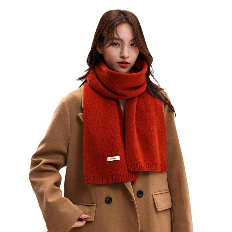 Wool Knitted 100% Cashmere Scarf Female and Male Thickened Scarf Warm Couple Parent-child Model Autumn and Winter Gift