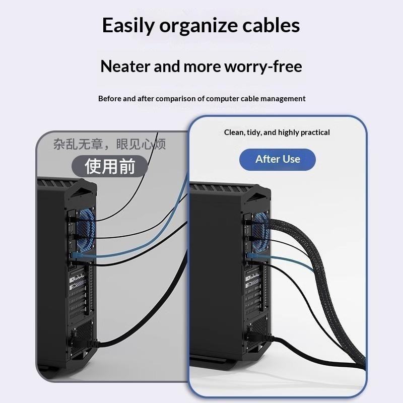 2M Braided Cable Sleeve Pet Nylon Wrapping Cable Casing Cable Sleeves Wire For Desk Pc Tv Wire Protector Cable Wrap Cover
