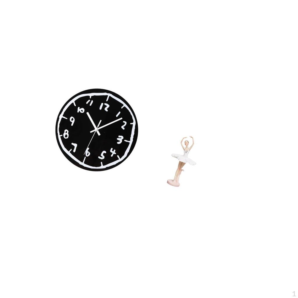 Modern Minimalist Acrylic Wall Clock with Ballerina Figurine Resin Girl Sculpture Decorative Art for