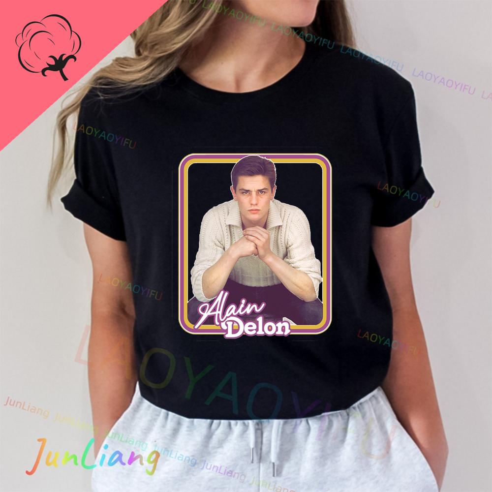 Alain Delon Unisex Tshirt 100 Cotton Short Sleeve Casual New Y2k Graphic Tee Unisexs Shirts Womens Tshirts Aesthetic Clothing