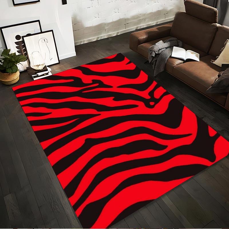 

Red and Black Zebra Striped Carpet Modern Animal Pattern Decor Rug Suitable for use as an anti-slip for living room bedroom sofas 40x60cm( 15x23in )