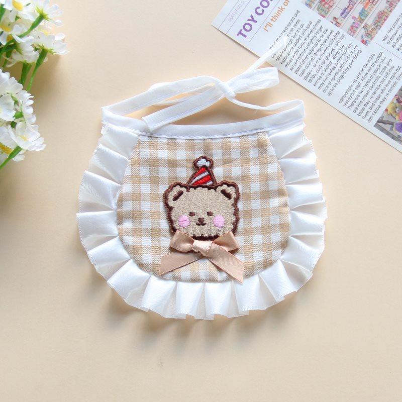 Cute Animal Bib Necklace for Small Medium Dogs All Season Unisex Collar Accessories Adorable Lattice Lace Up Pet Puppy Neck Wear
