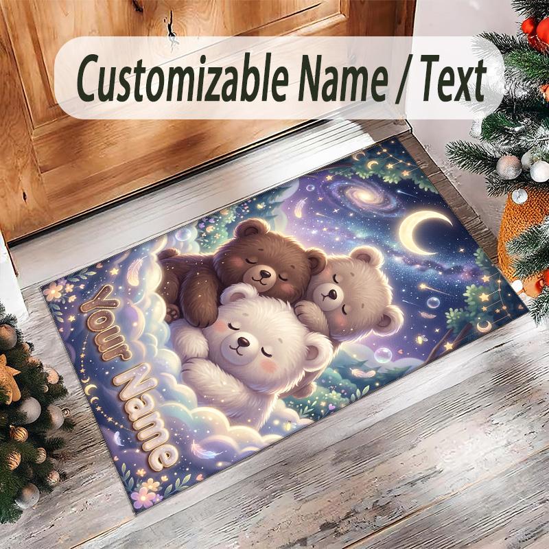 Tappeto in Velluto di Cristallo a Tema Orsacchiotto Tappetino Morbido Personalizzato con Nome Testo Decorazione per la Casa