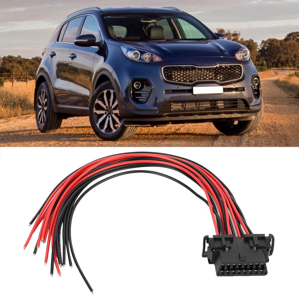 OBD2 16Pin Male Connector Extension Adapter Opening Female Cable Fits for Kia