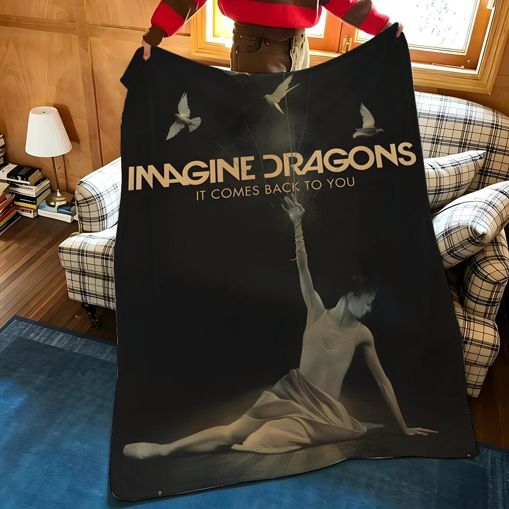 Music I-Imagine D-Dragons Throw Flannel Cozy Print Blanket, Portable, Durable Machine Washable cute Cool