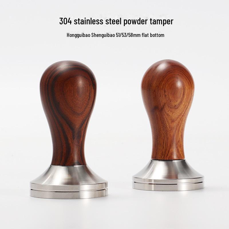 304 Edelstahl Kaffeetamper, Rot Guibao, Solider flacher Boden, Gewindet, 51/58mm