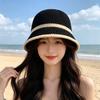 New Summer Style Women's Straw Fisherman's Hat with Color-Block Stripes—Breathable Sun-Protective and Versatile for Outings Flatters The Face