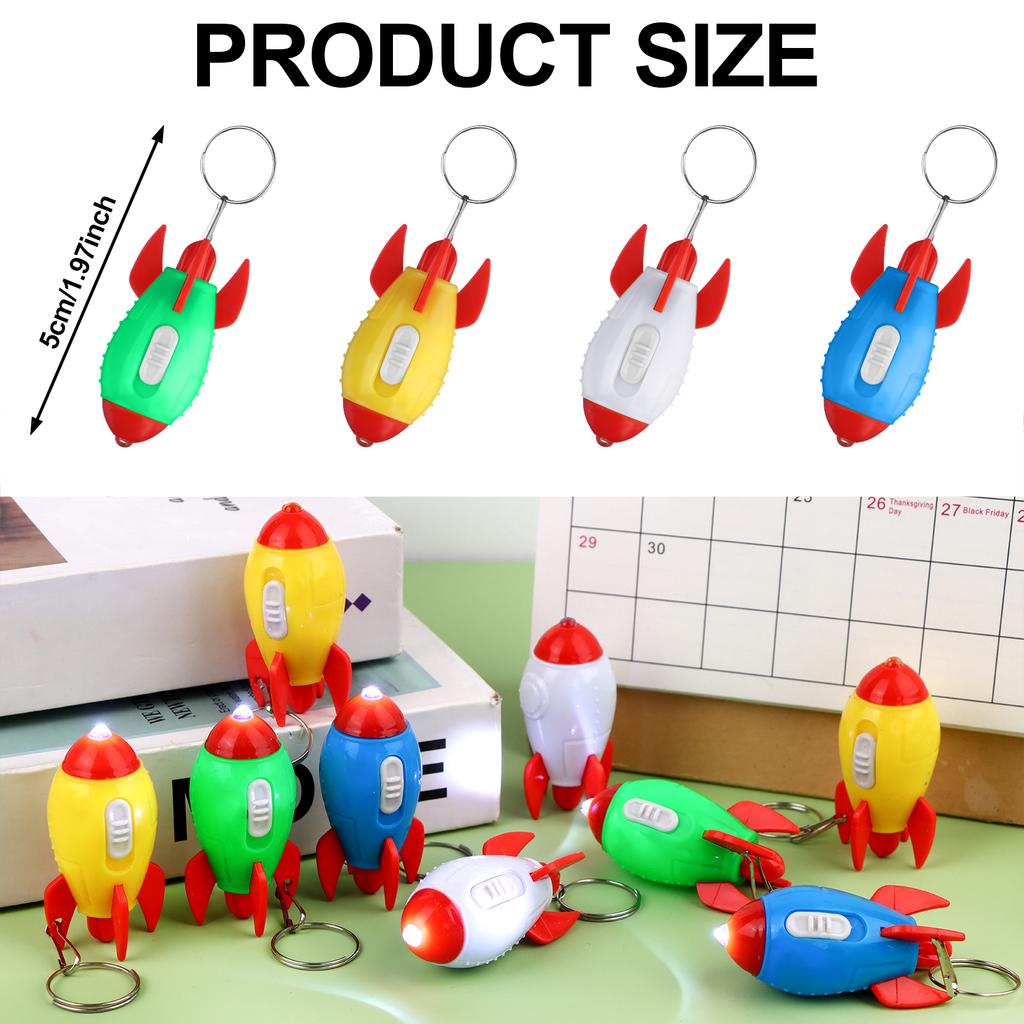 48Pcs Helicopter Mini Flashlight Keychain,Rocket Led Flashlight,Outer Space Party Favors Bulk Small Flashlights For Kids,Mini Le