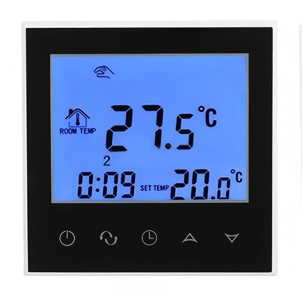 Programmable Digital Thermostat Electric Heating Control Panel 16A with Large LCD and Dual Temperature Display for Room