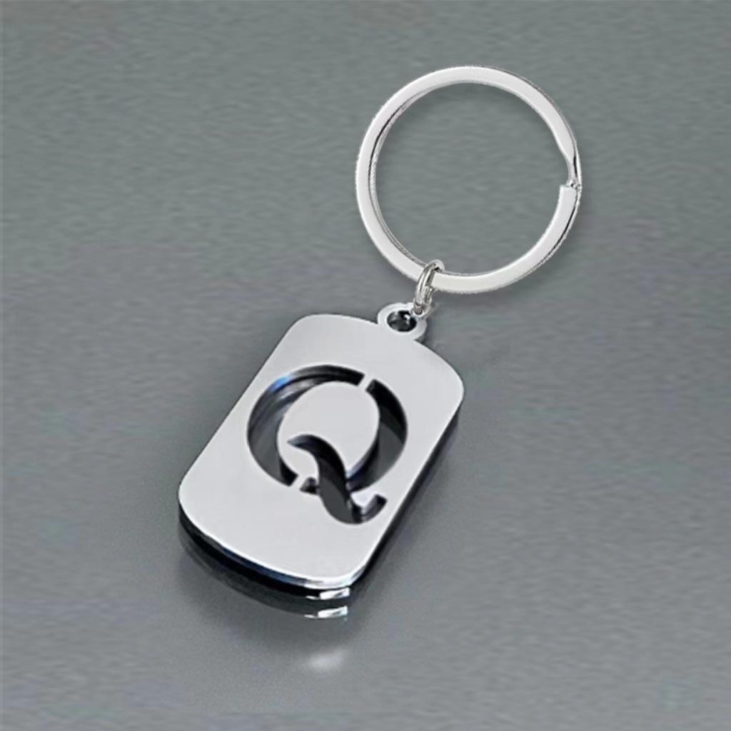 Stainless Steel 26 English Letters Keychain - Stylish Alphabet Pendant for Backpack or Car