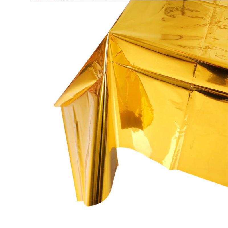 Hochwertige glänzende Tischdecke Geburtstags- Hochzeitsfeier Dekorationen Aluminiumfolie Vergoldung Tischdecke