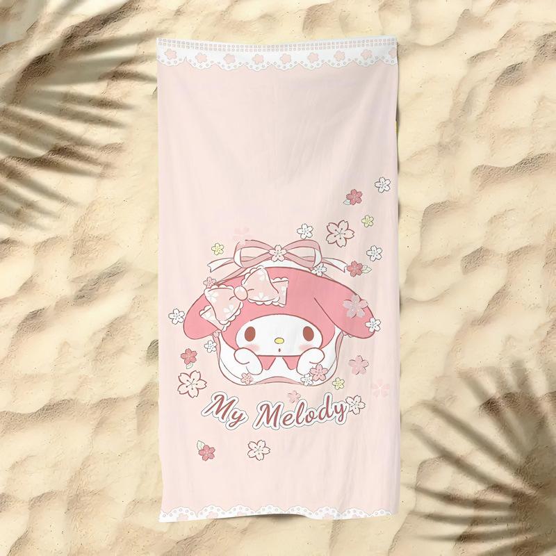 Cute Cartoon Kitten Printed Microfiber Beach Towel Quick Dry Soft Bath Towel For Kids Seaside Swimming