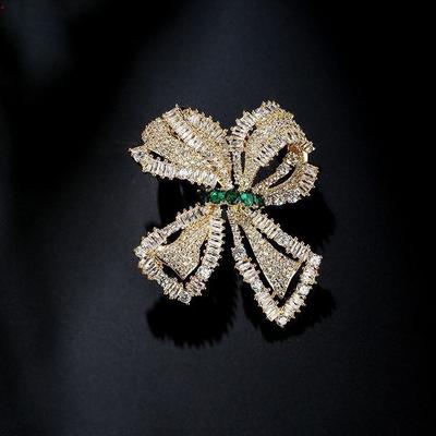 Industria Pesante Gioielli Francesi Di Lusso Elegante Spilla in Rame a Fiocco Temperamento Abito da Sera da Donna Alto Senso