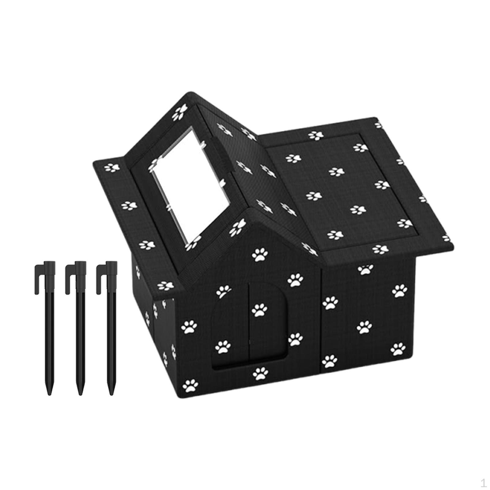 

Домик для кошек для уличных кошек Закрытая пещера Кровать Ткань Оксфорд Водонепроницаемый Утепленный Котенок Paw Pattern