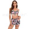 Women S Split Swimsuit Tie Side Bikini Briefs Floral Print Female Swimwear