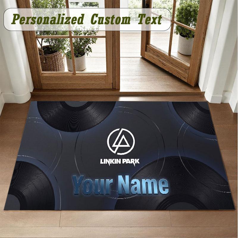 Crystal Velvet Square Rug Custom NameLinkin Park Pattern Non Slip Home Floor Decor Rug